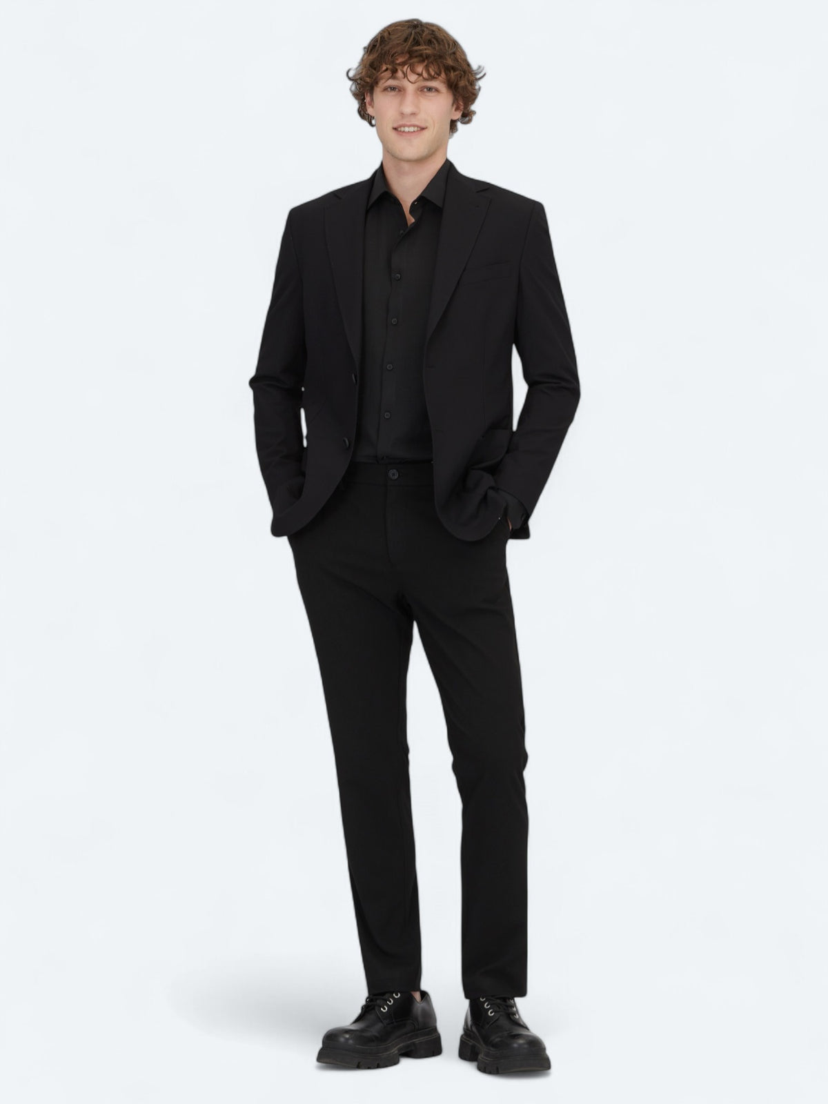 Siyah Desenli Modern Fit Ceket