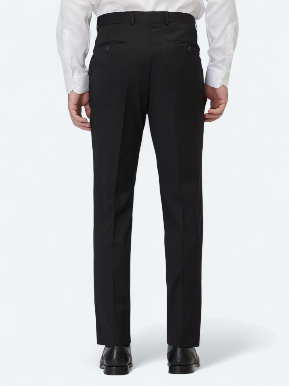 Siyah Düz Dokuma Slim Fit Klasik Yün Karışımlı Pantolon