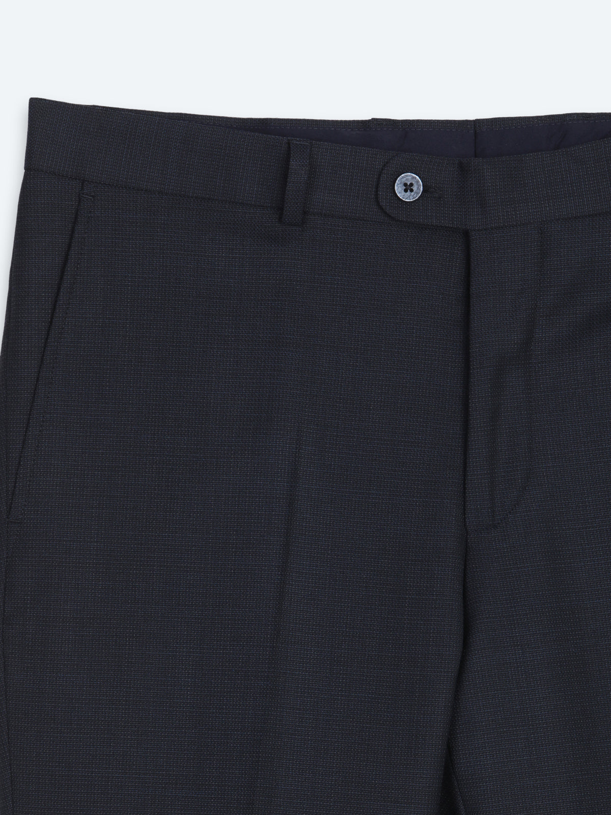 Lacivert Düz Dokuma Fitted Fit Klasik Yün Karışımlı Pantolon