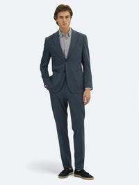 Açık Lacivert Çizgili Modern Fit Örme Takım Elbise