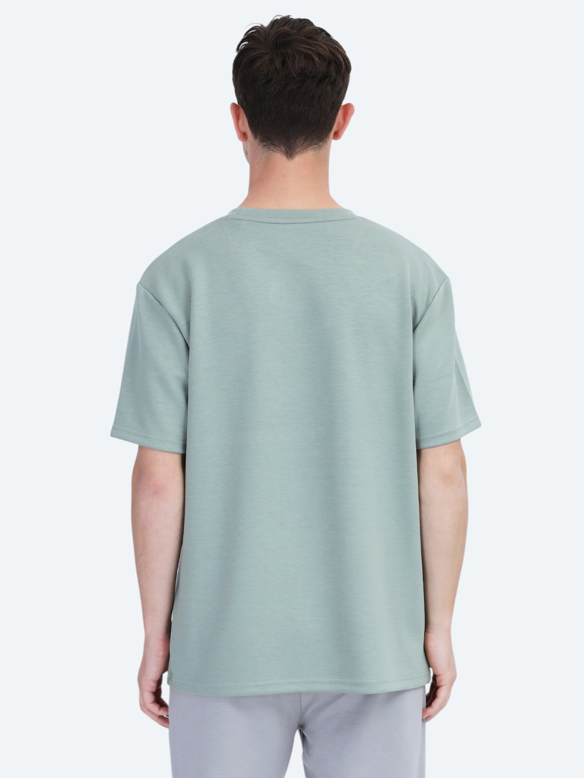 Açık Yeşil Düz Bisiklet Yaka T-Shirt