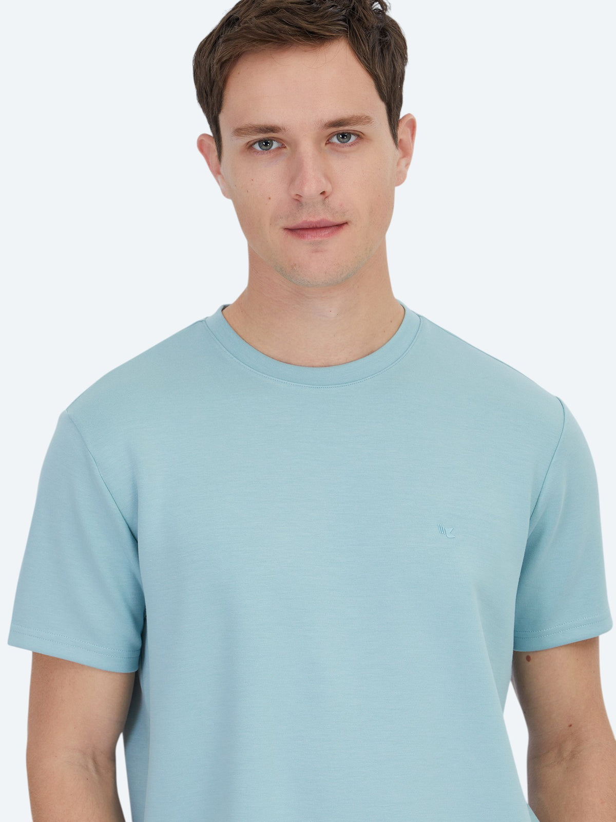 Mint Düz Bisiklet Yaka T-Shirt