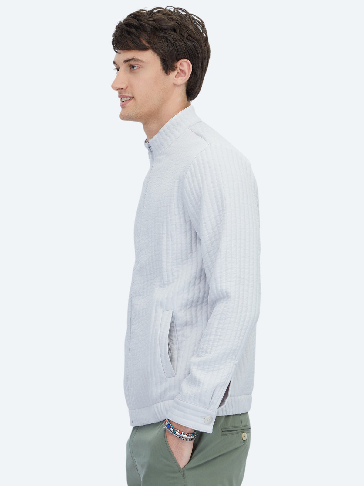 Gri Regular Fit Dik Yaka Casual Dokuma Mont