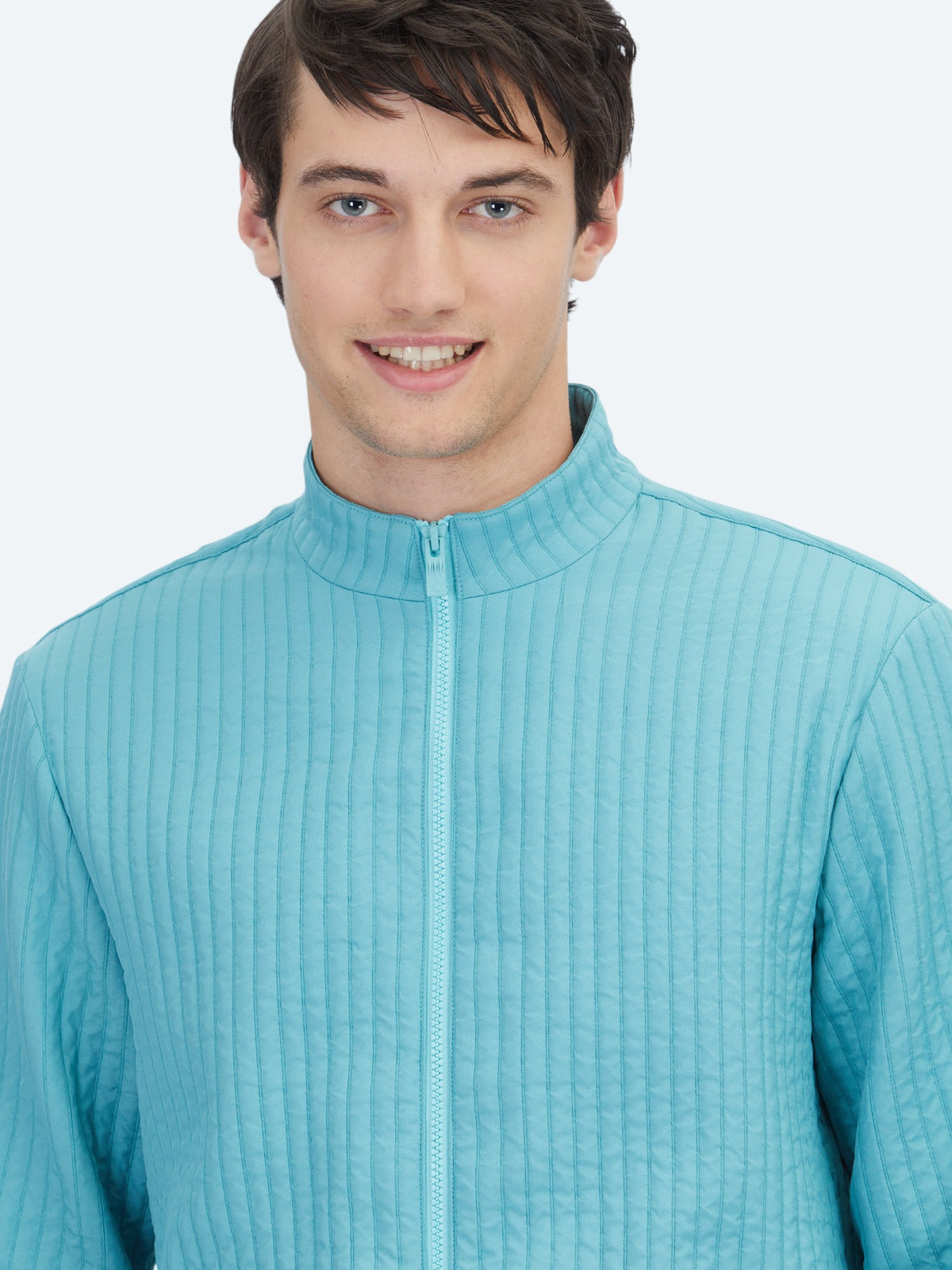 Nil Yeşili Regular Fit Dik Yaka Casual Dokuma Mont