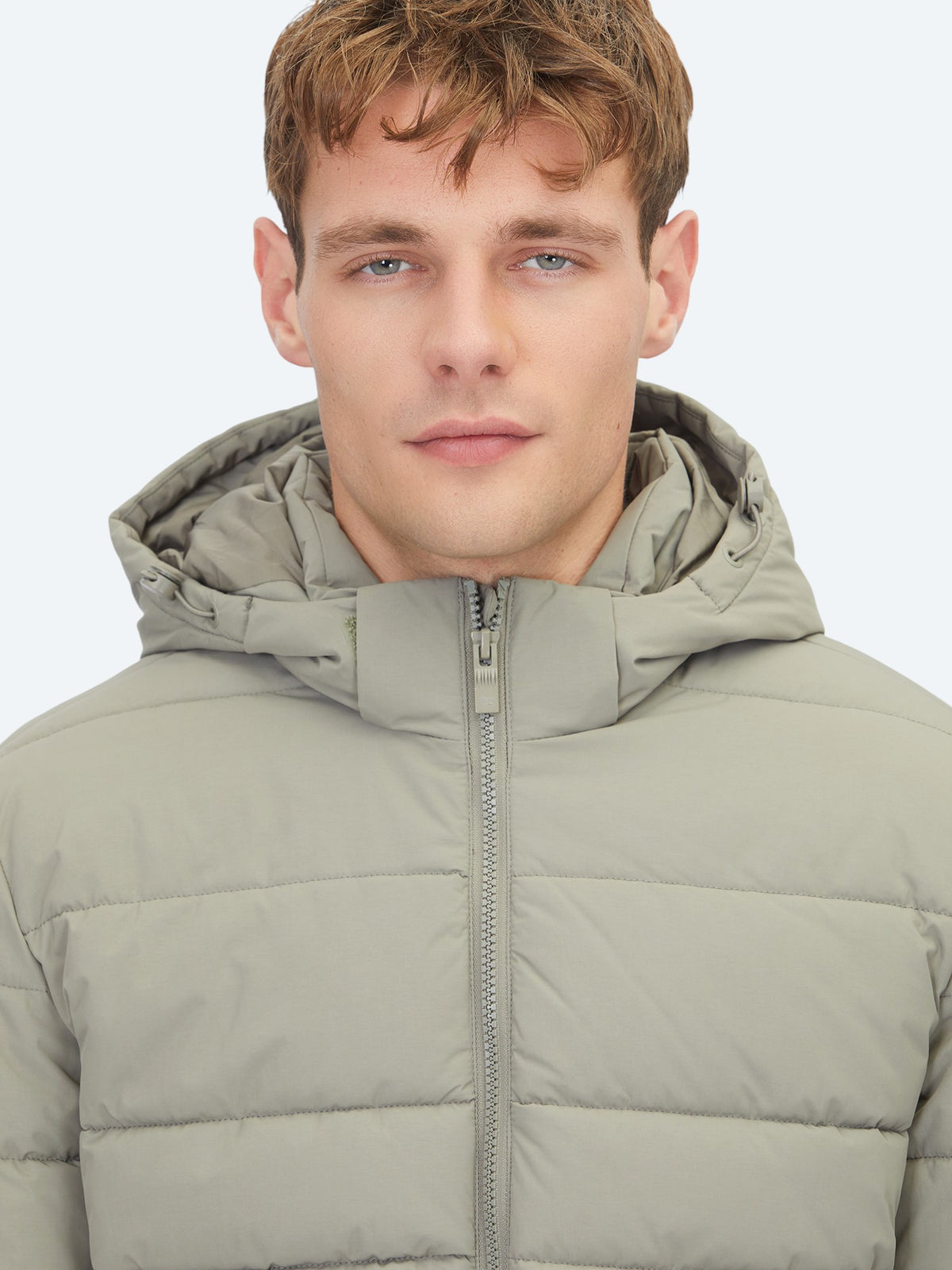 Haki Regular Fit Kapüşonlu Casual Dokuma Mont