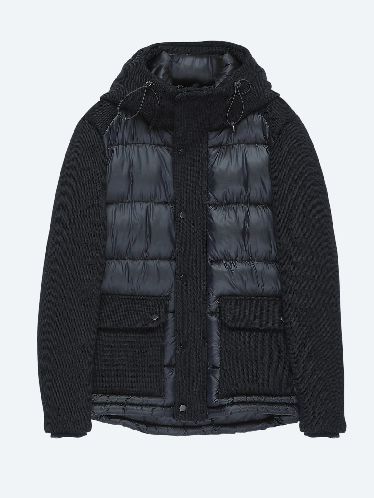 Lacivert Regular Fit Kapüşonlu Casual Dokuma Mont