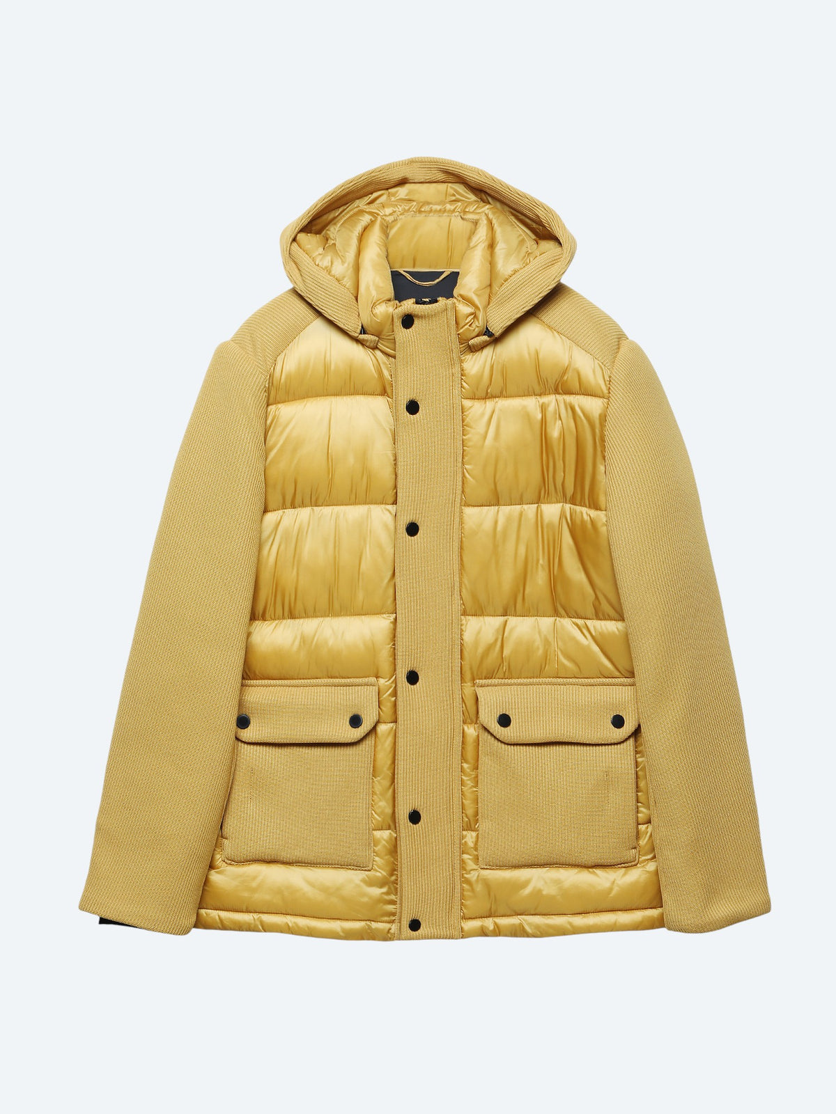Sarı Regular Fit Kapüşonlu Casual Dokuma Mont