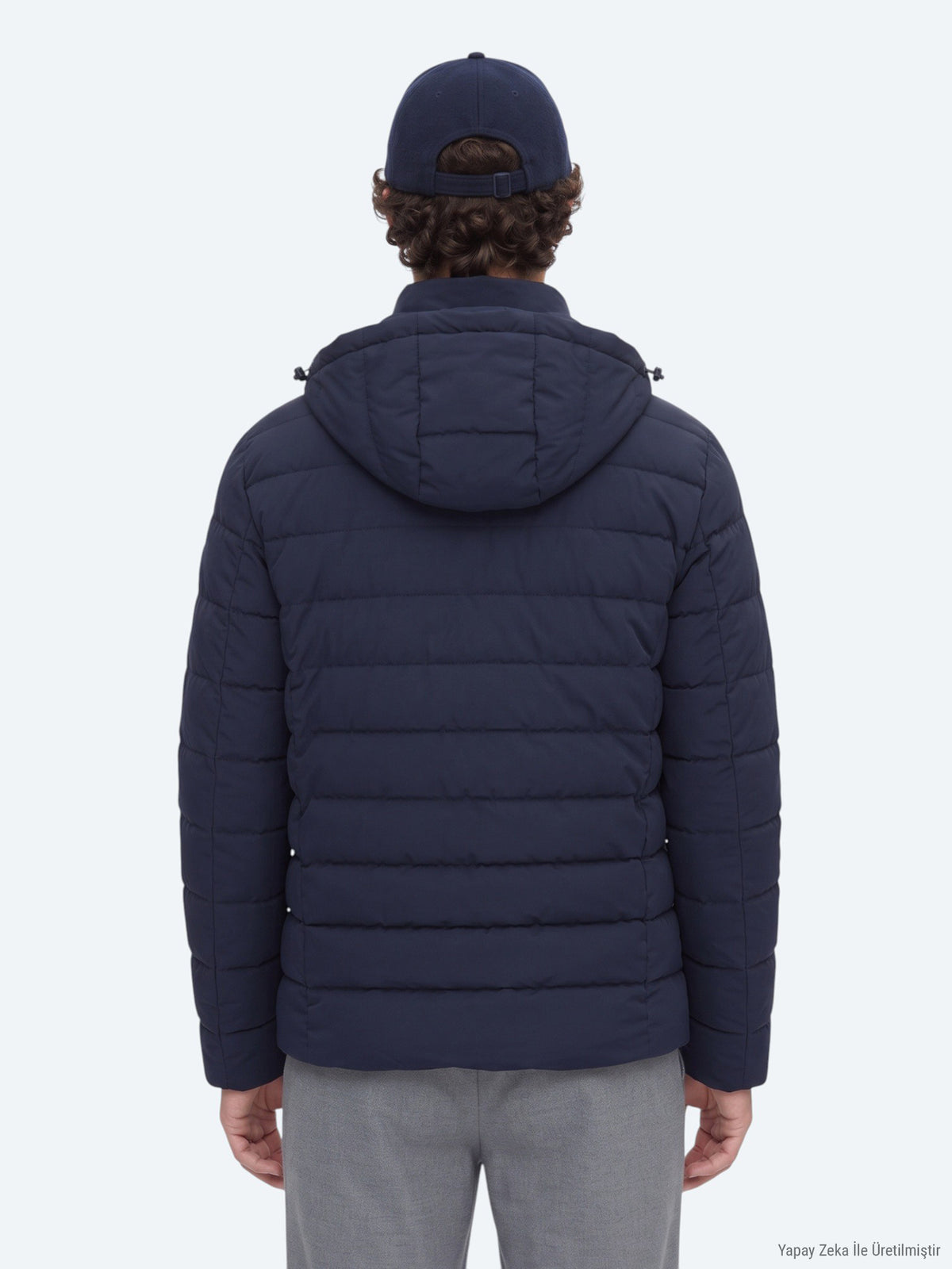 Lacivert Regular Fit Kapüşonlu Dokuma Mont