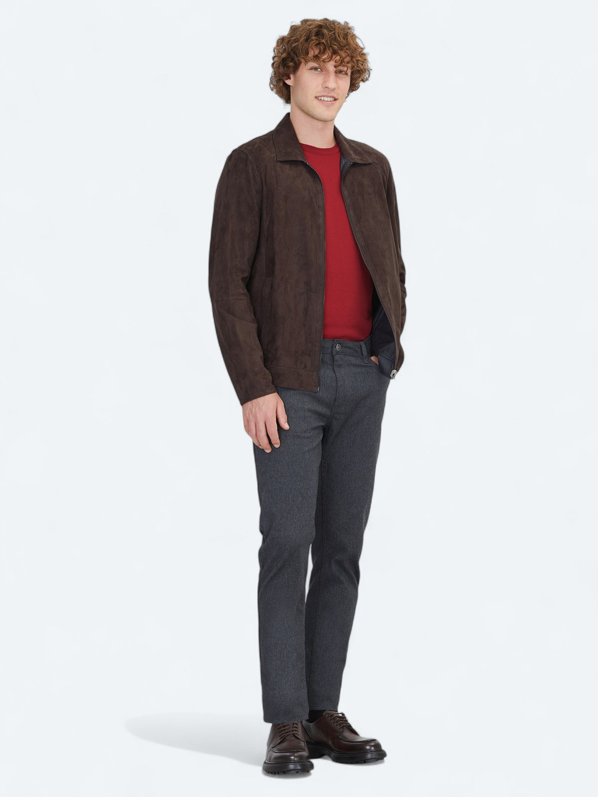 Kahverengi Regular Fit Gömlek Yaka Smart Casual Çift Taraflı Deri Mont