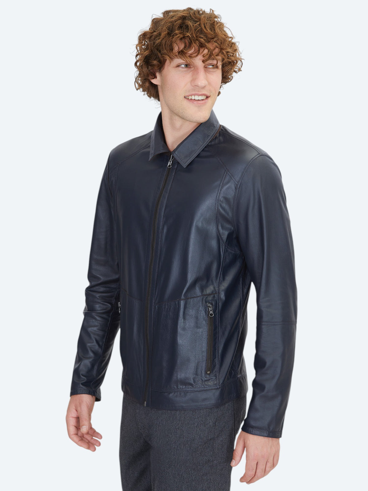 Kahverengi Regular Fit Gömlek Yaka Smart Casual Çift Taraflı Deri Mont