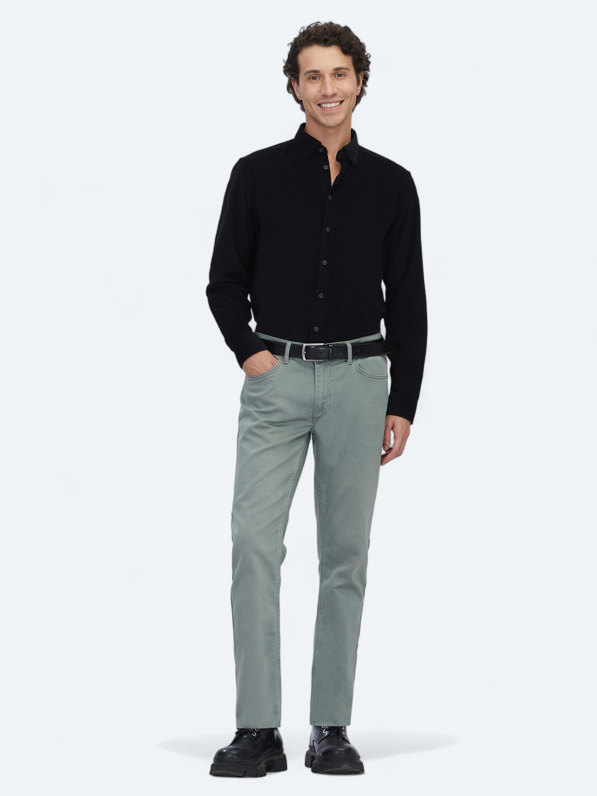 Açık Haki Slim Fit Denim Pamuk Karışımlı Pantolon