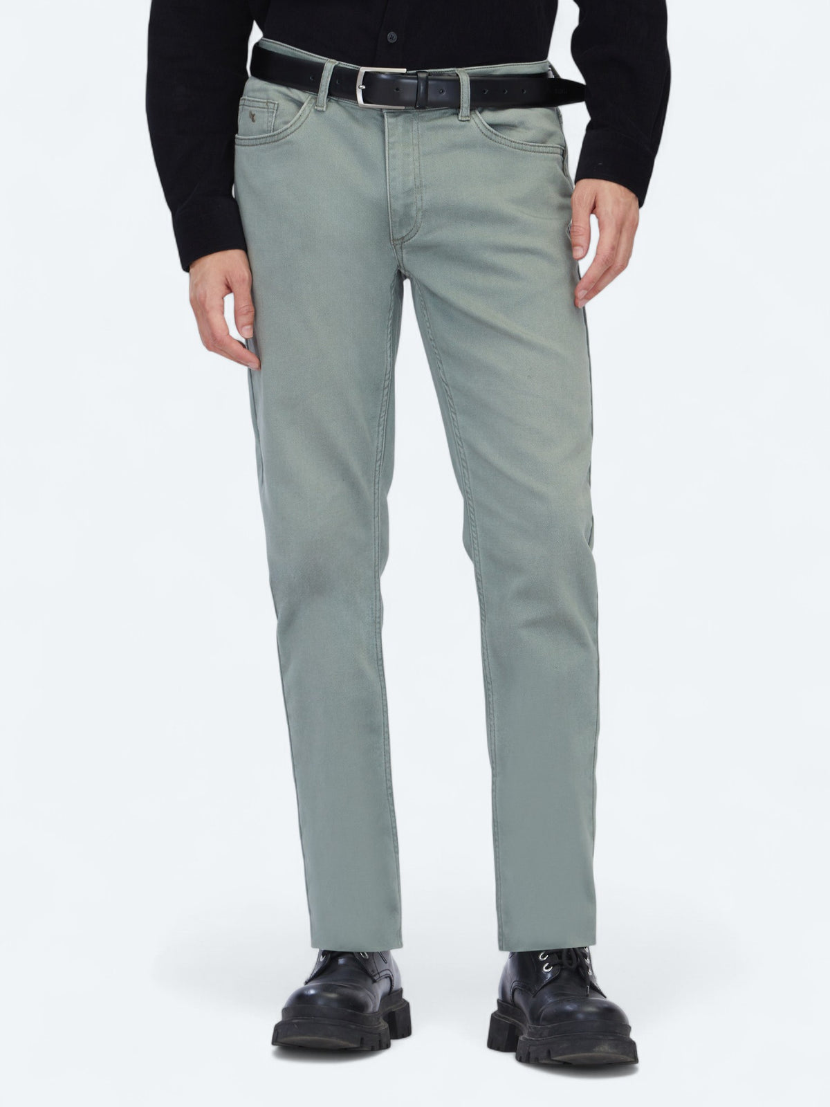 Açık Haki Slim Fit Denim Pamuk Karışımlı Pantolon
