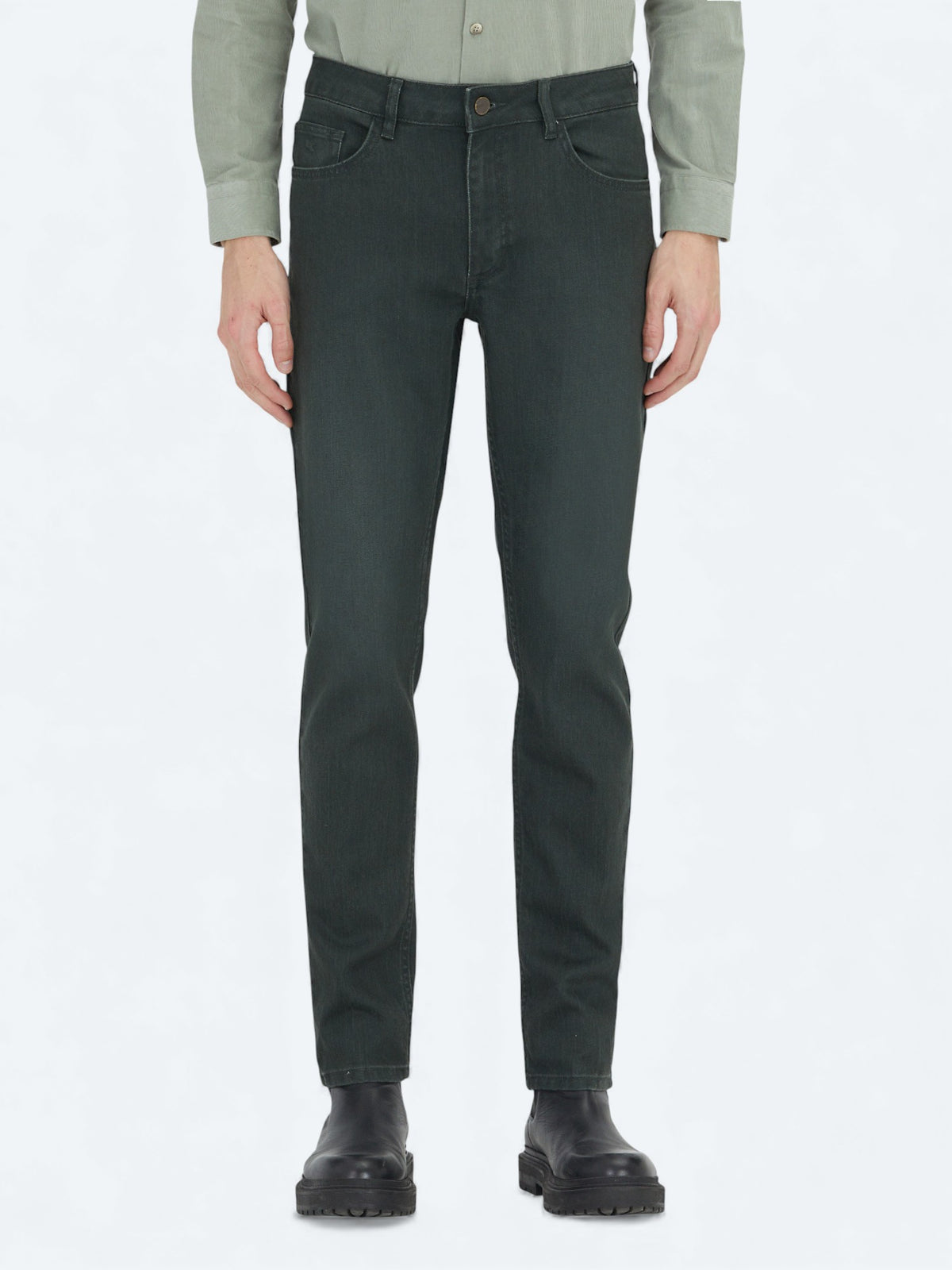 Haki Slim Fit Denim Pamuk Karışımlı Pantolon