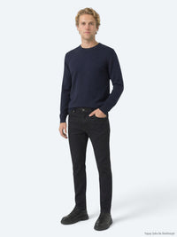 Siyah Slim Fit Denim Pamuk Karışımlı Pantolon