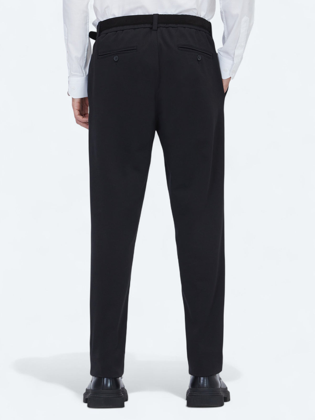 Siyah Dokuma Jogging Fit Casual Pamuk Karışımlı Pantolon