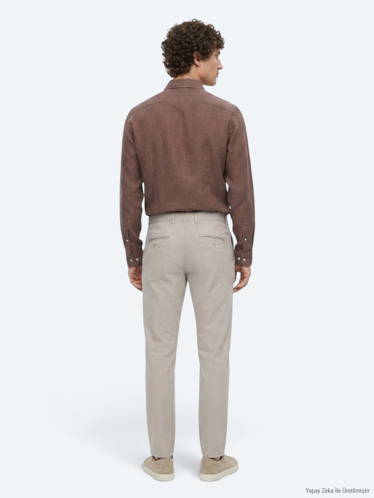 Bej Dokuma Regular Fit Casual Pamuk Karışımlı Pantolon
