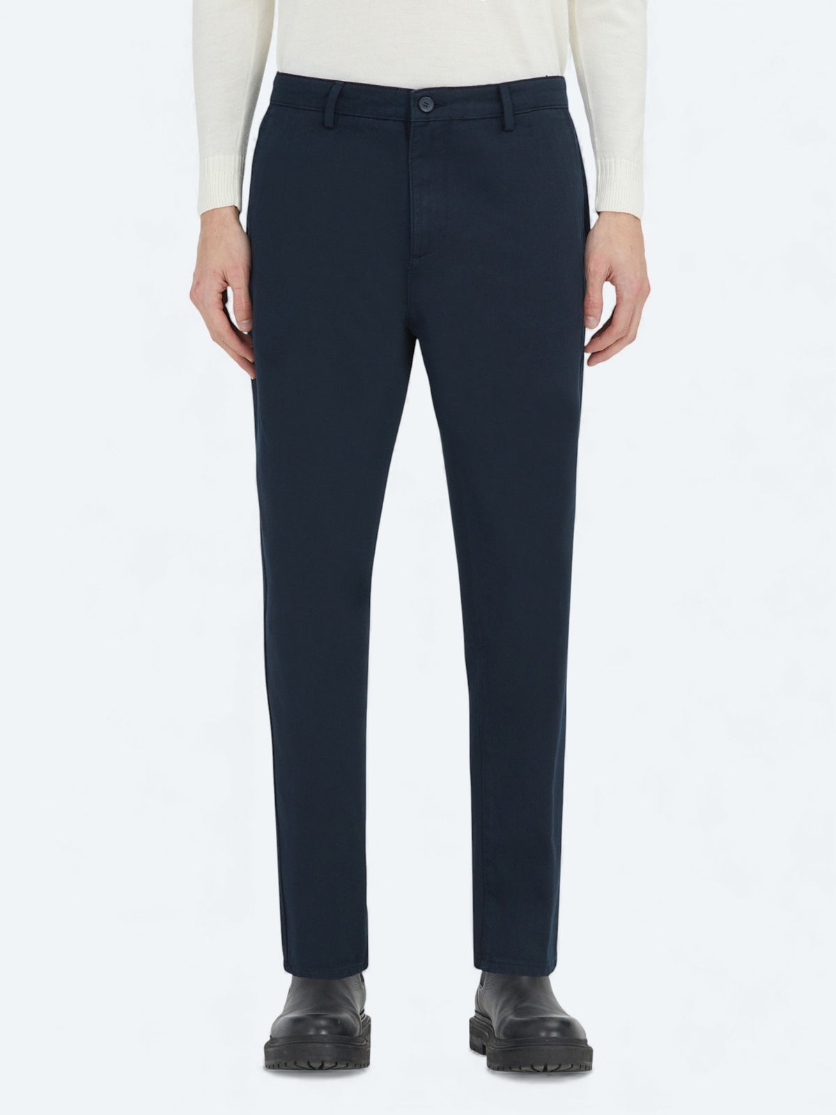 Lacivert Dokuma Relaxed Fit Casual Pamuk Karışımlı Pantolon