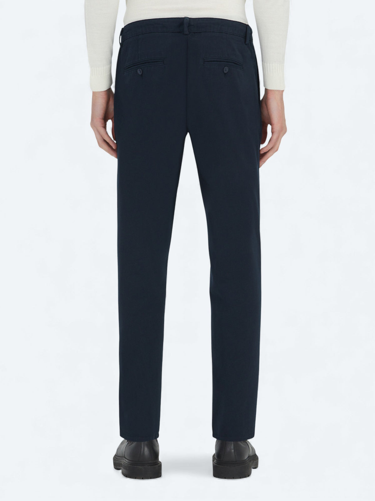 Lacivert Dokuma Relaxed Fit Casual Pamuk Karışımlı Pantolon
