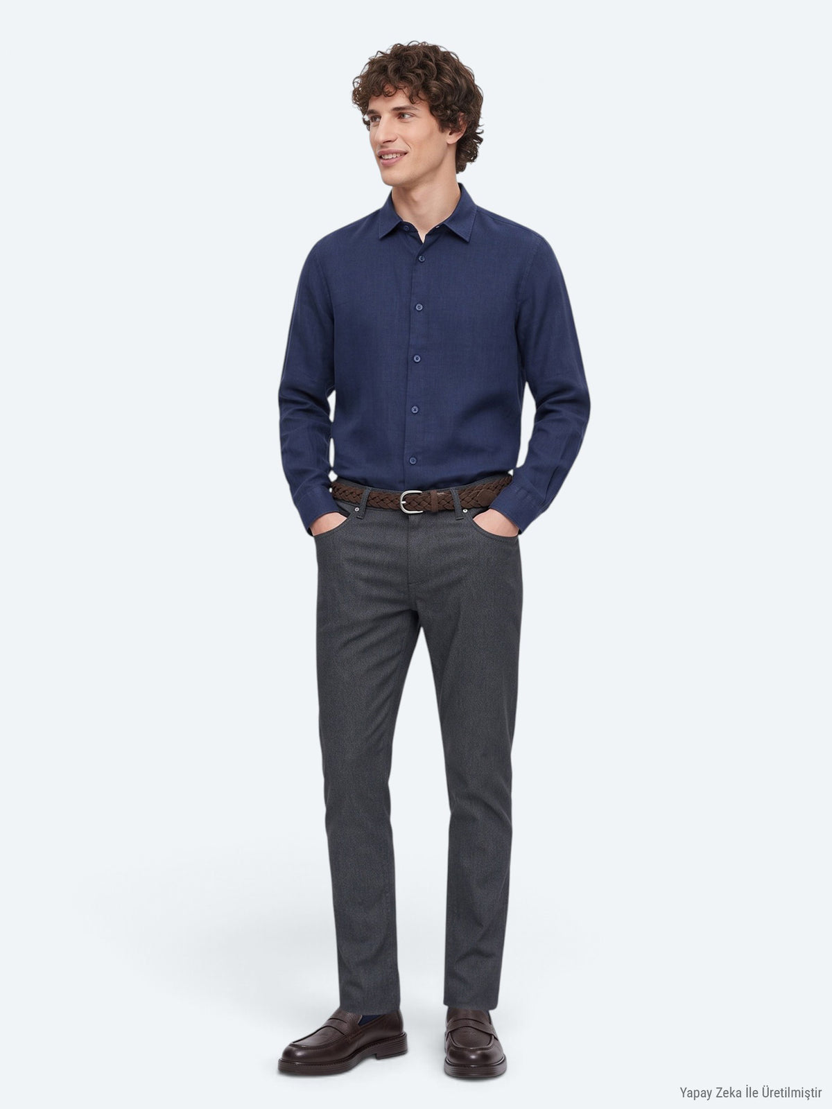Antrasit Dokuma Regular Fit Casual Pamuk Karışımlı Pantolon