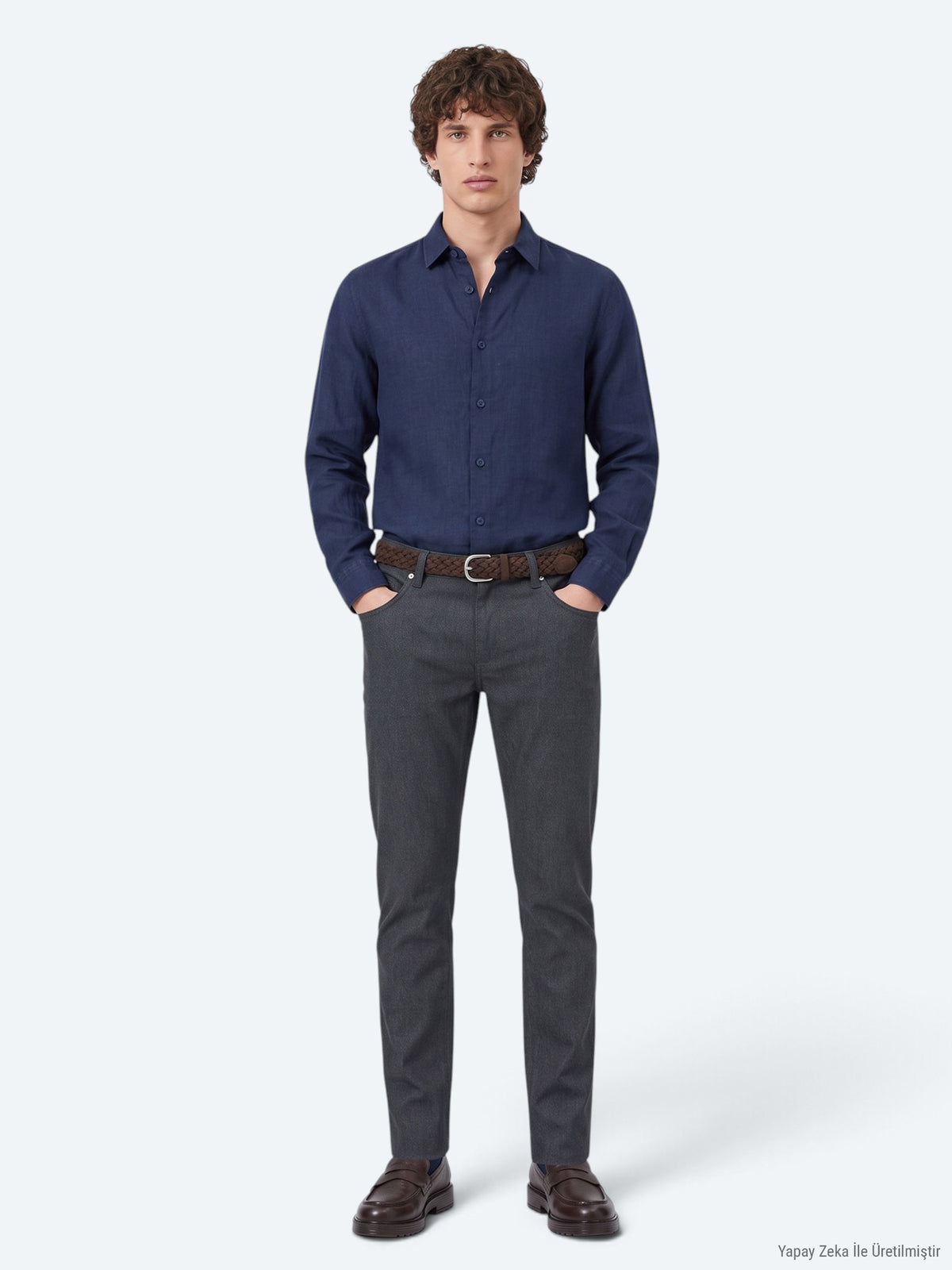 Antrasit Dokuma Regular Fit Casual Pamuk Karışımlı Pantolon