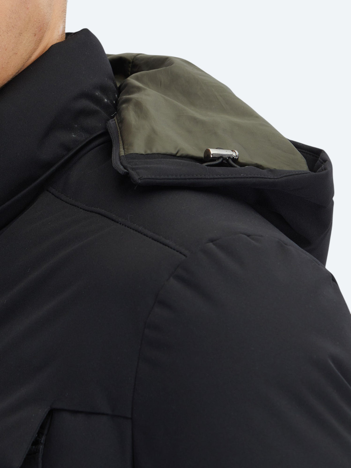 Siyah Regular Fit Kapüşonlu Casual Dokuma Kaban