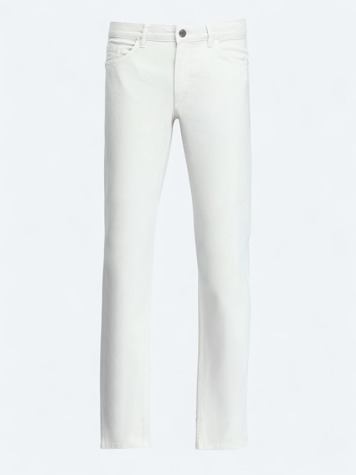 Ekru Düz Dokuma Slim Fit Casual Pamuk Karışımlı Pantolon
