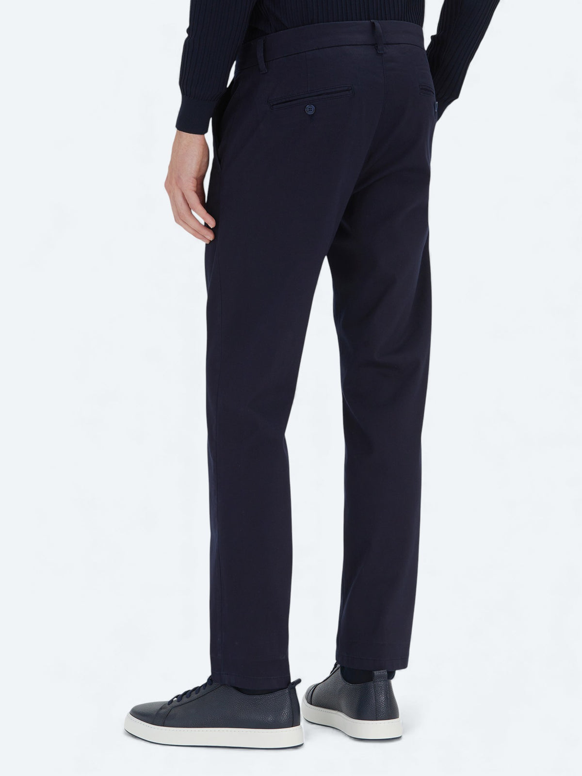 Lacivert Düz Dokuma Regular Fit Casual Pamuk Karışımlı Pantolon