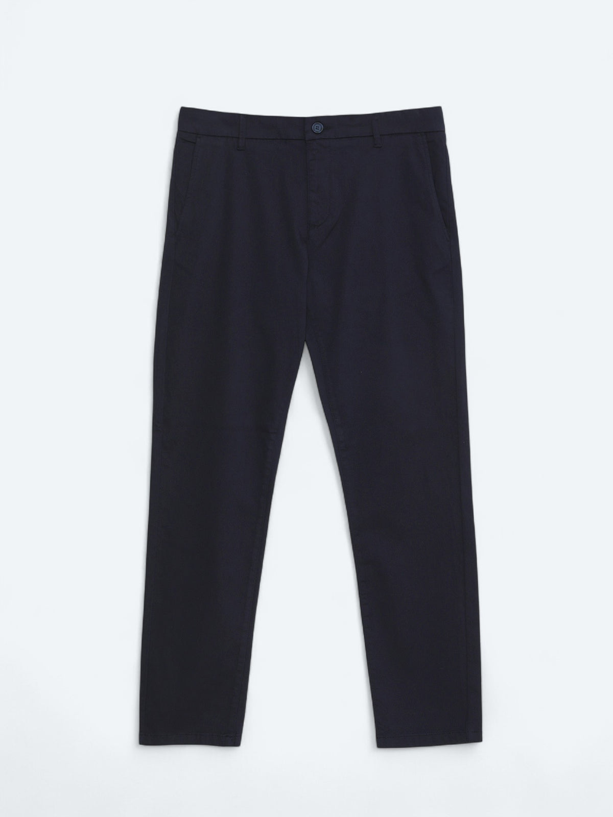 Lacivert Düz Dokuma Regular Fit Casual Pamuk Karışımlı Pantolon