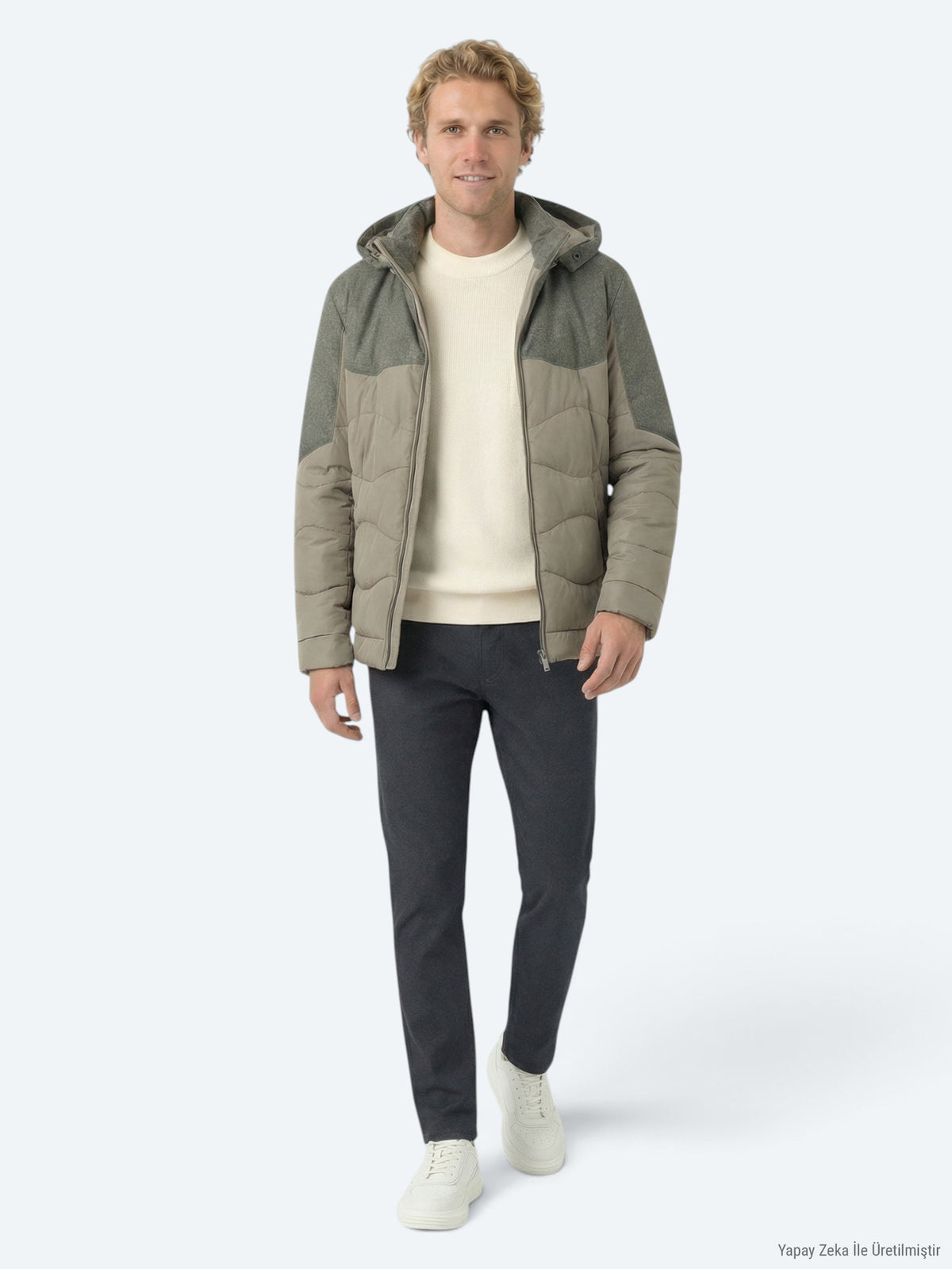 Vizon Regular Fit Kapüşonlu Casual Dokuma Mont
