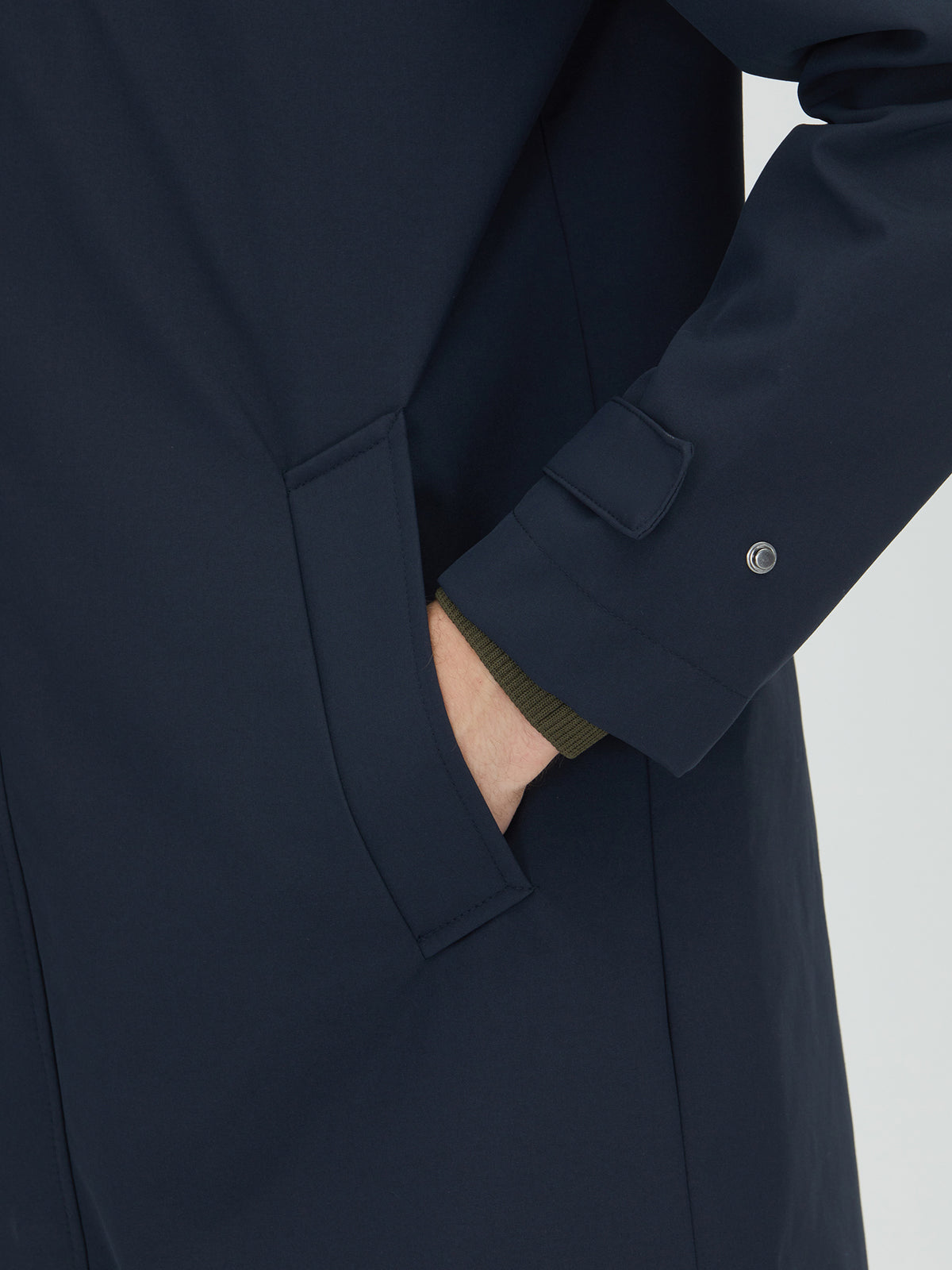 Lacivert Oversize Fit Kruvaze Yaka Casual Dokuma Pardösü