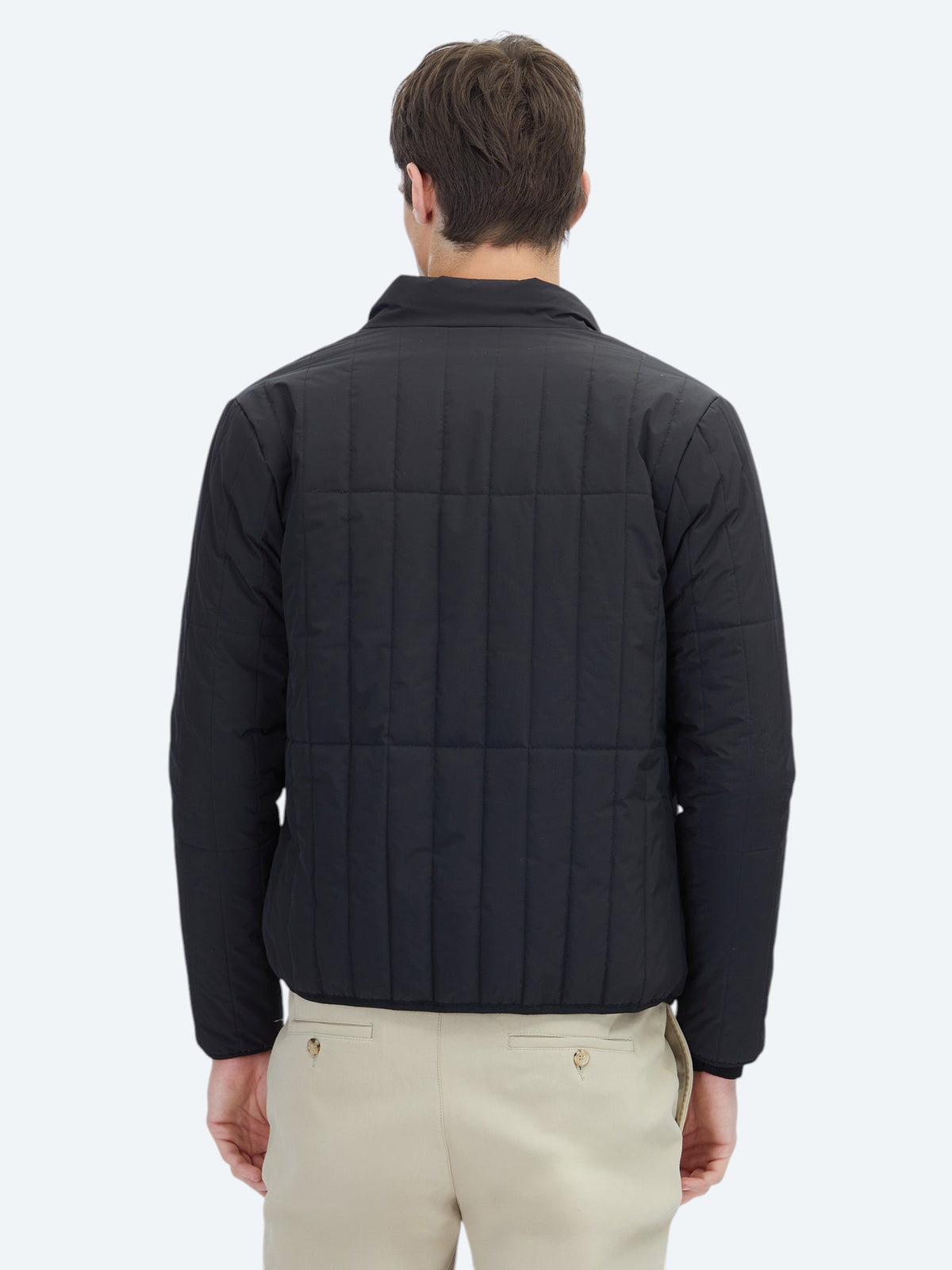 Siyah Regular Fit Dik Yaka Casual Dokuma Mont