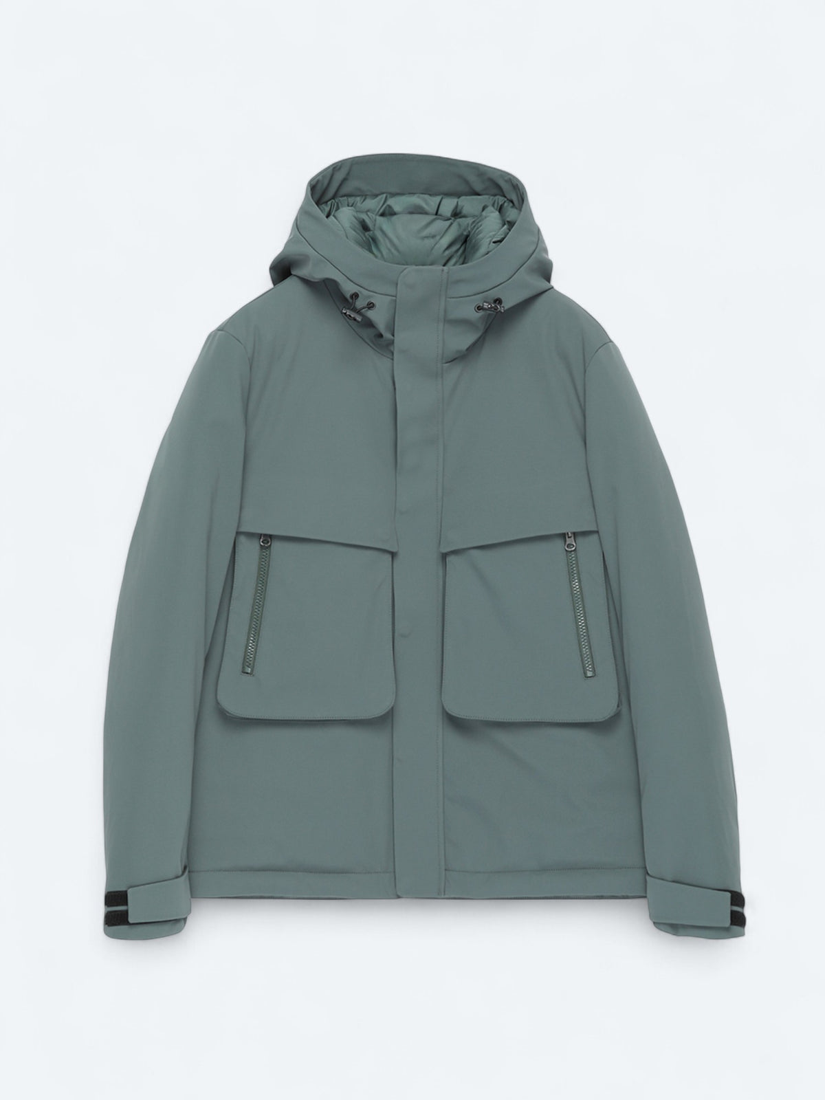 Haki Regular Fit Kapüşonlu Casual Dokuma Mont