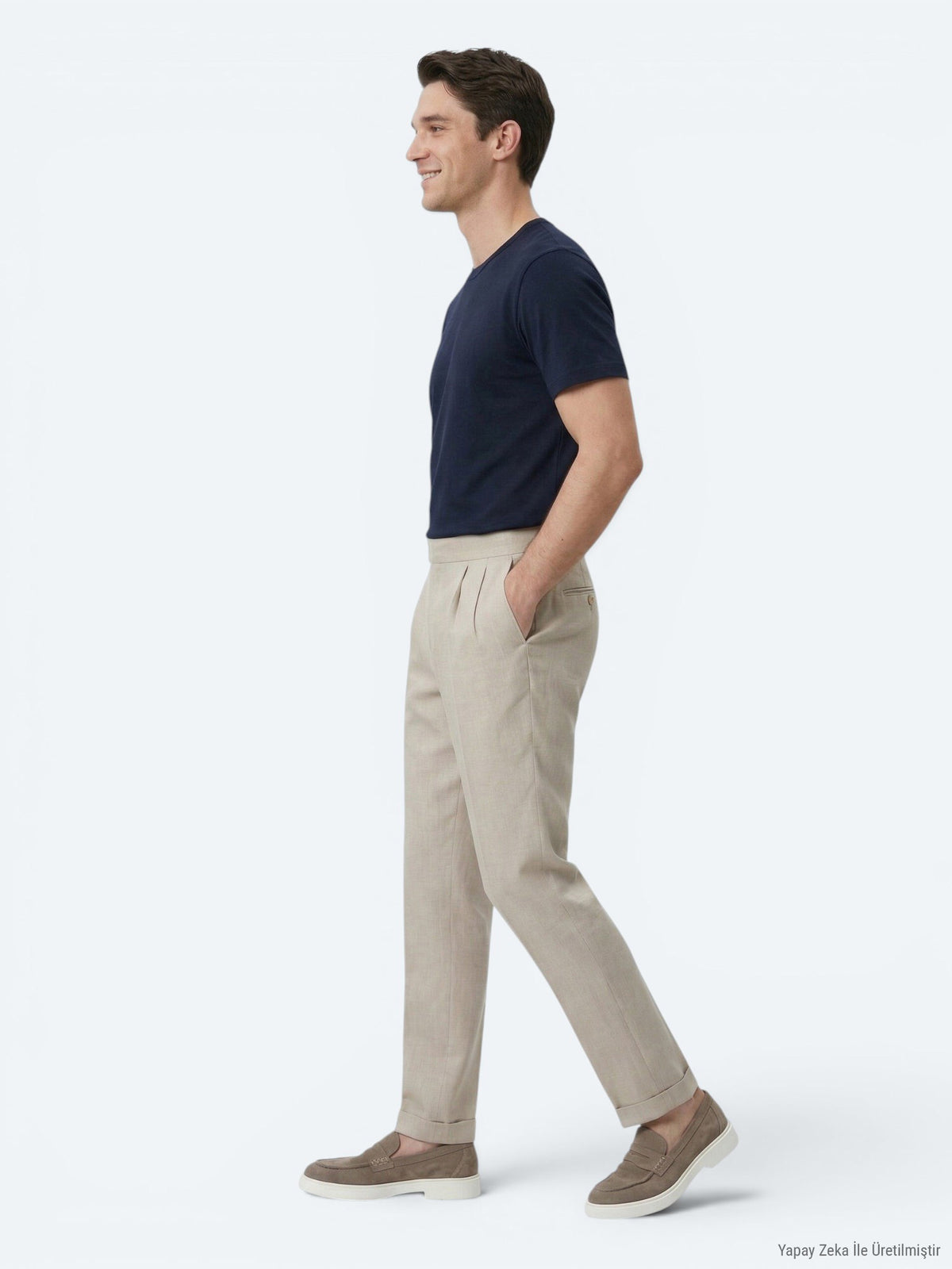 Vizon Dokuma Carrot Fit Casual Pamuk Karışımlı Pantolon