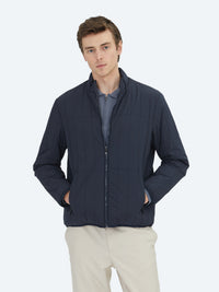 Lacivert Regular Fit Dik Yaka Casual Dokuma Mont