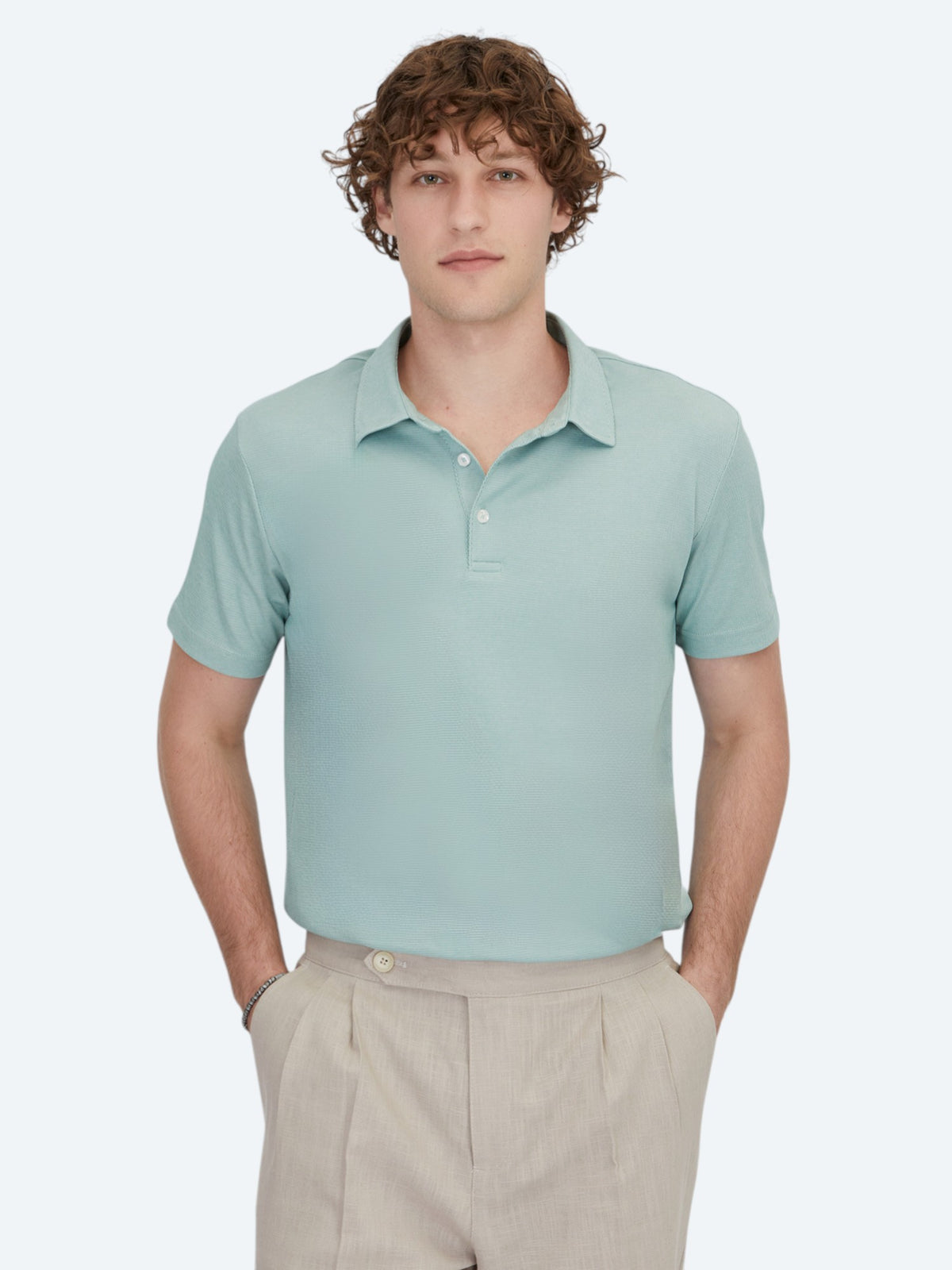 Yeşil Polo Yaka Pamuk Karışımlı T-Shirt