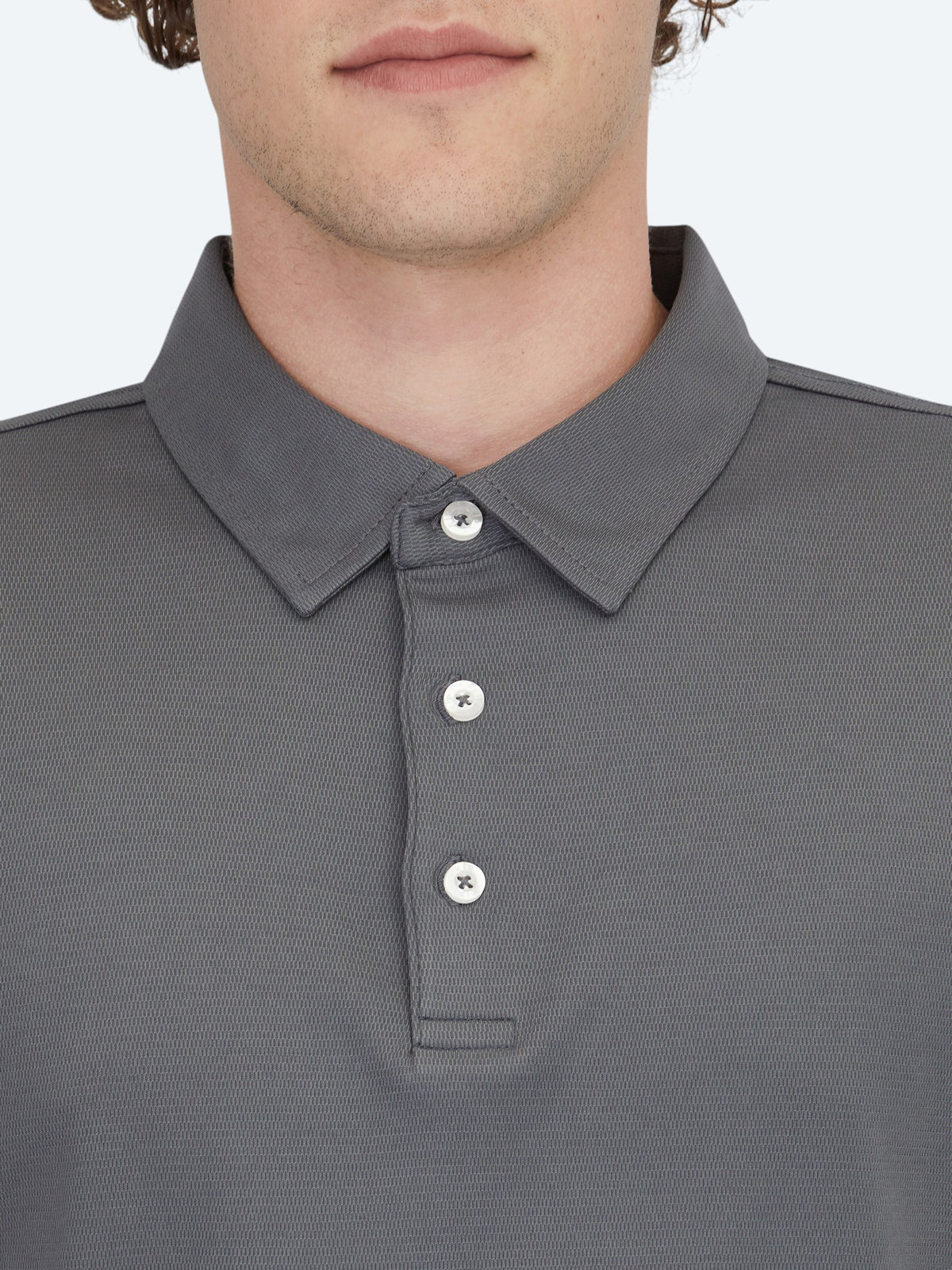 Gri Polo Yaka Pamuk Karışımlı T-Shirt
