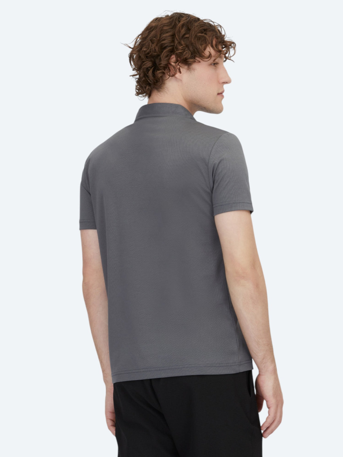 Gri Polo Yaka Pamuk Karışımlı T-Shirt