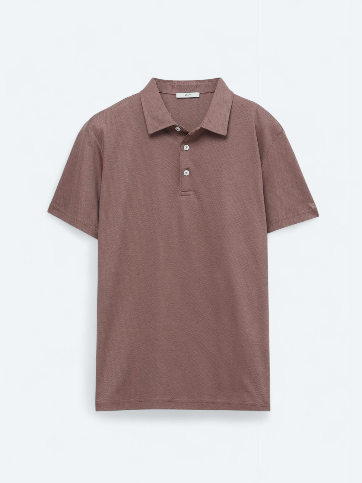 Kahverengi Polo Yaka Pamuk Karışımlı T-Shirt