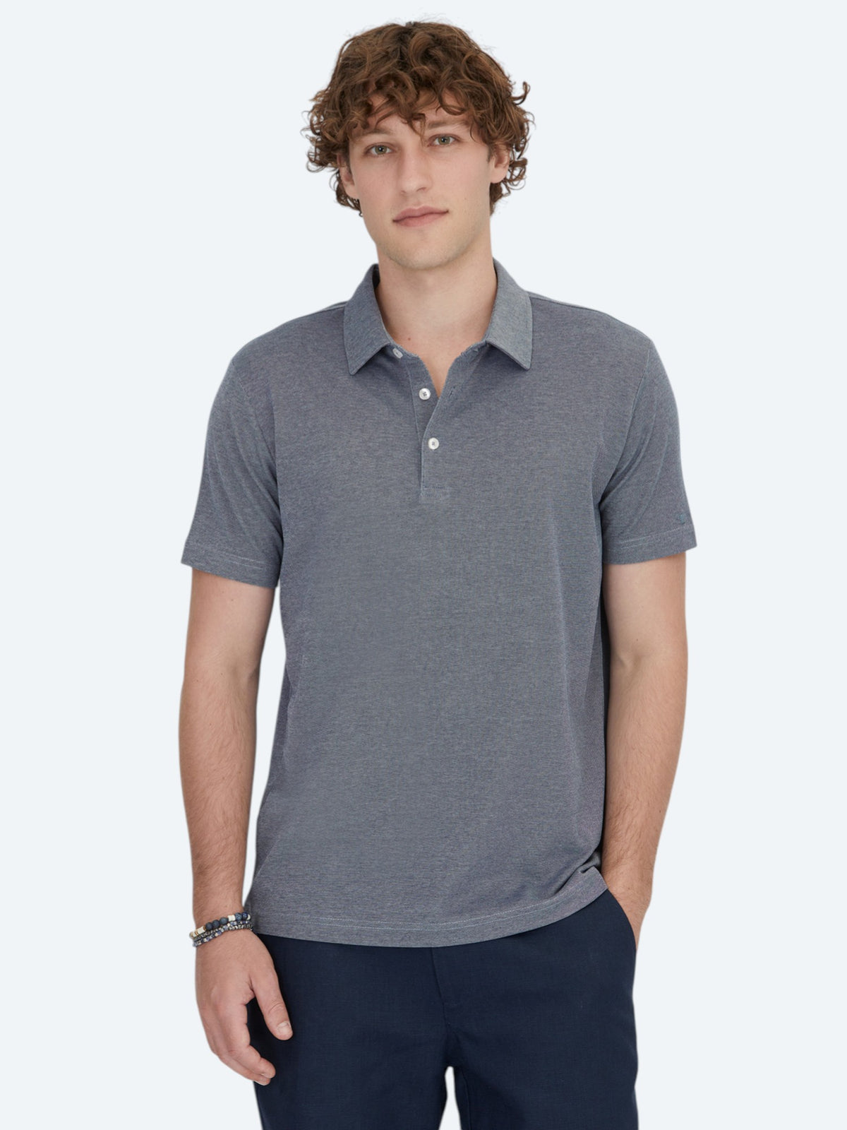 Lacivert Polo Yaka Pamuk Karışımlı T-Shirt
