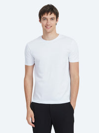 Beyaz Düz Bisiklet Yaka %100 Pamuk T-Shirt