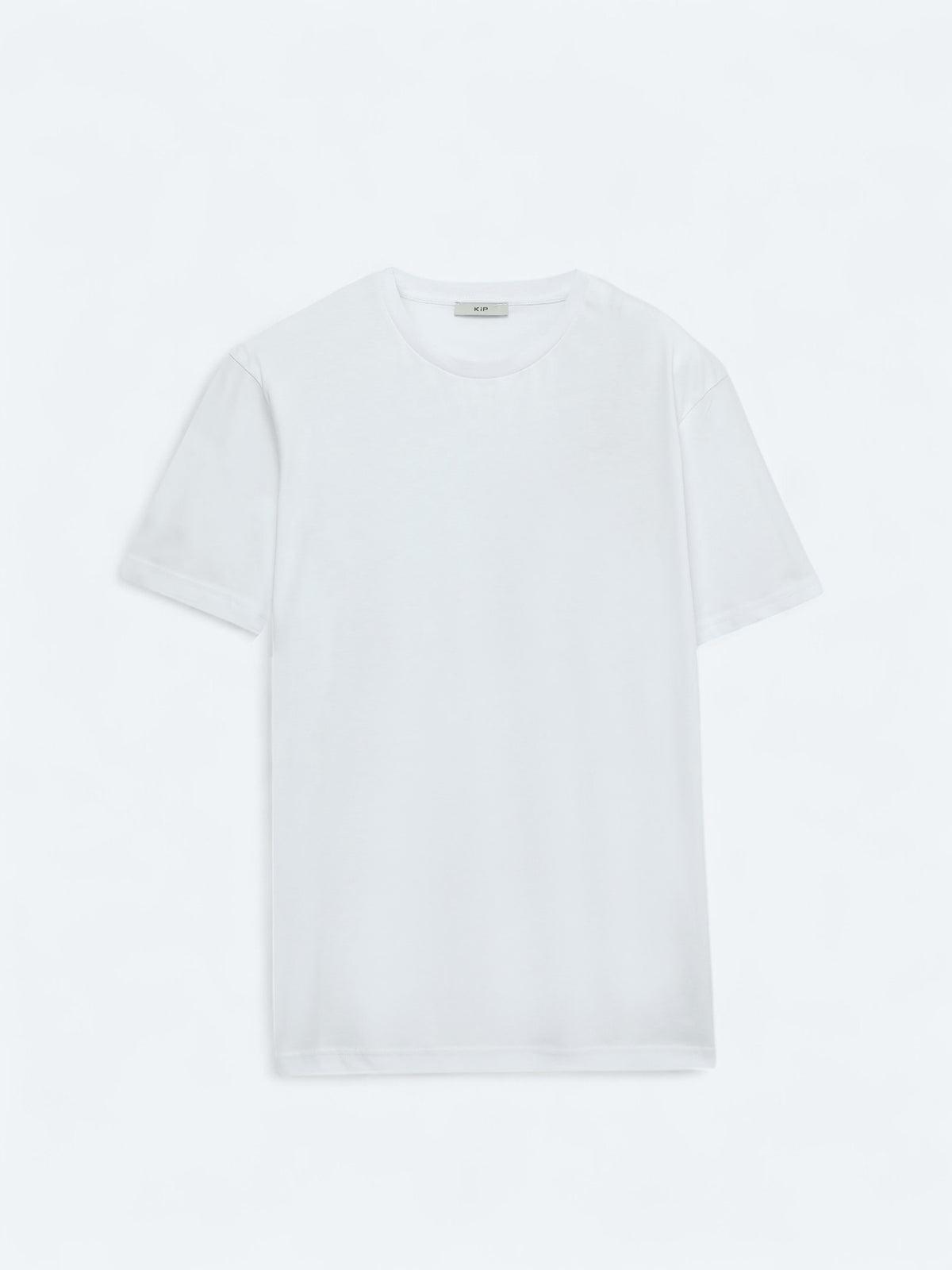 Beyaz Düz Bisiklet Yaka %100 Pamuk T-Shirt