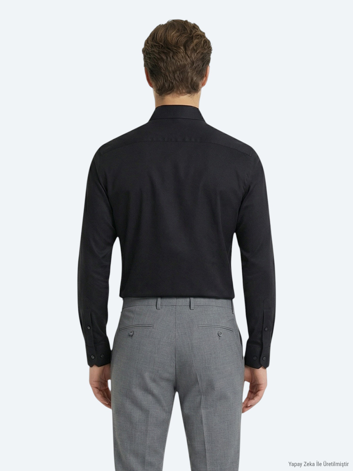 Siyah Düz Slim Fit Uzun Dokuma Klasik %100 Pamuk Gömlek