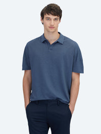 Lacivert Polo Yaka Pamuk Karışımlı T-Shirt