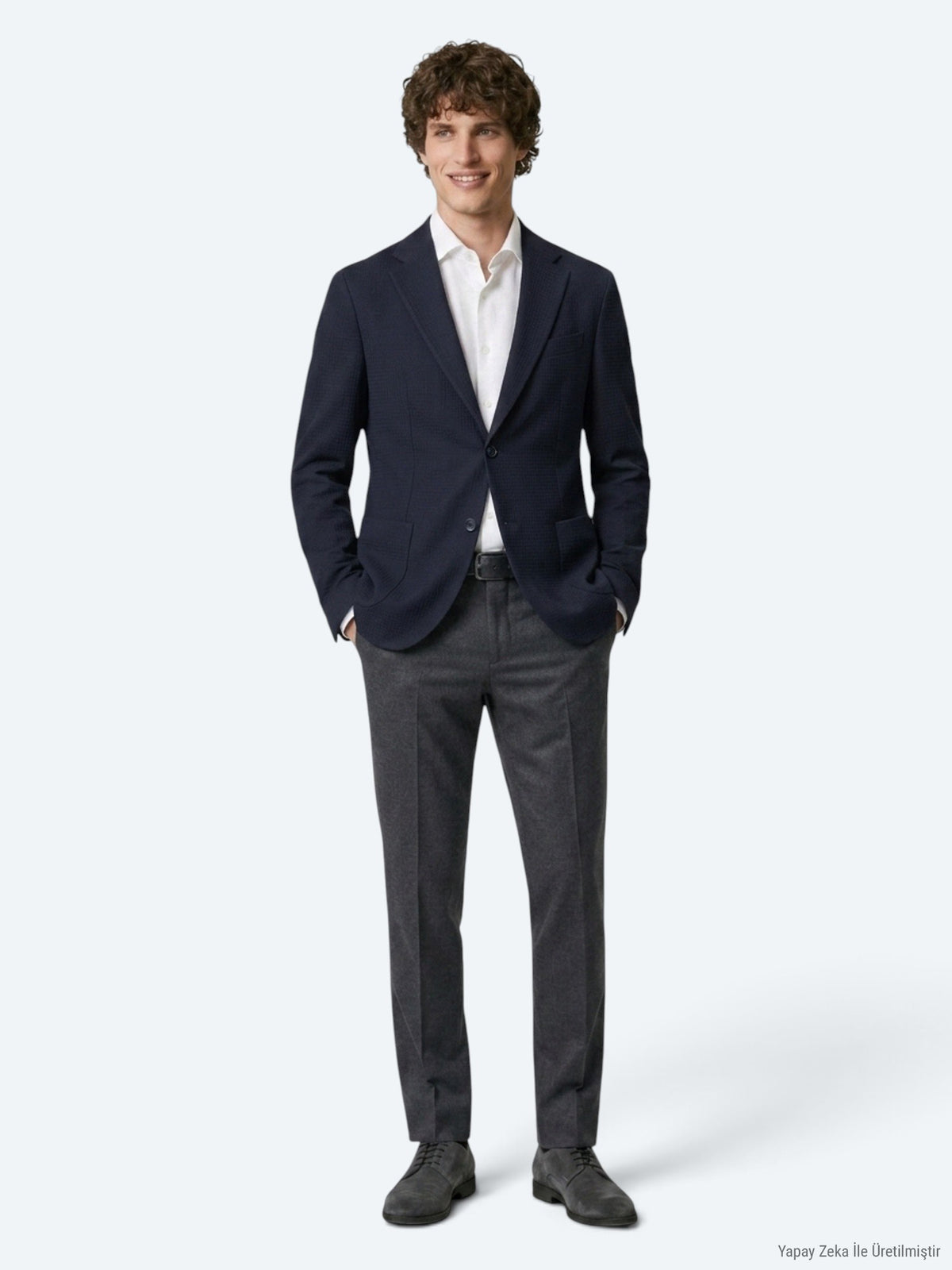 Lacivert Çizgili Comfort Fit Ceket
