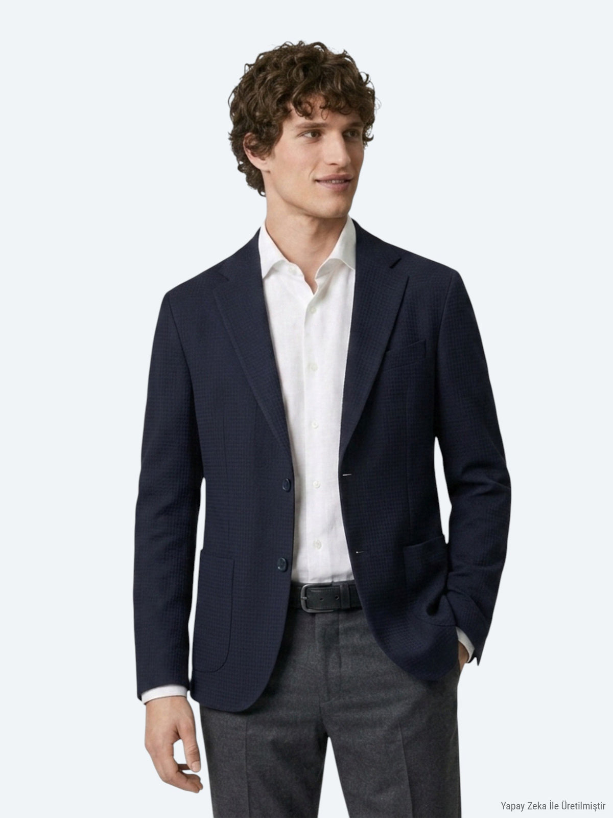 Lacivert Çizgili Comfort Fit Ceket