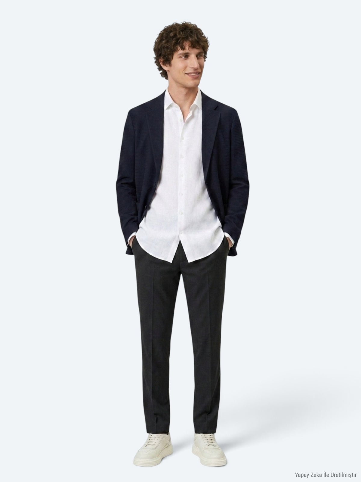 Lacivert Çizgili Comfort Fit Ceket
