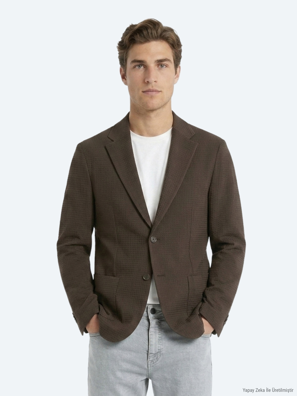 Kahverengi Çizgili Comfort Fit Ceket