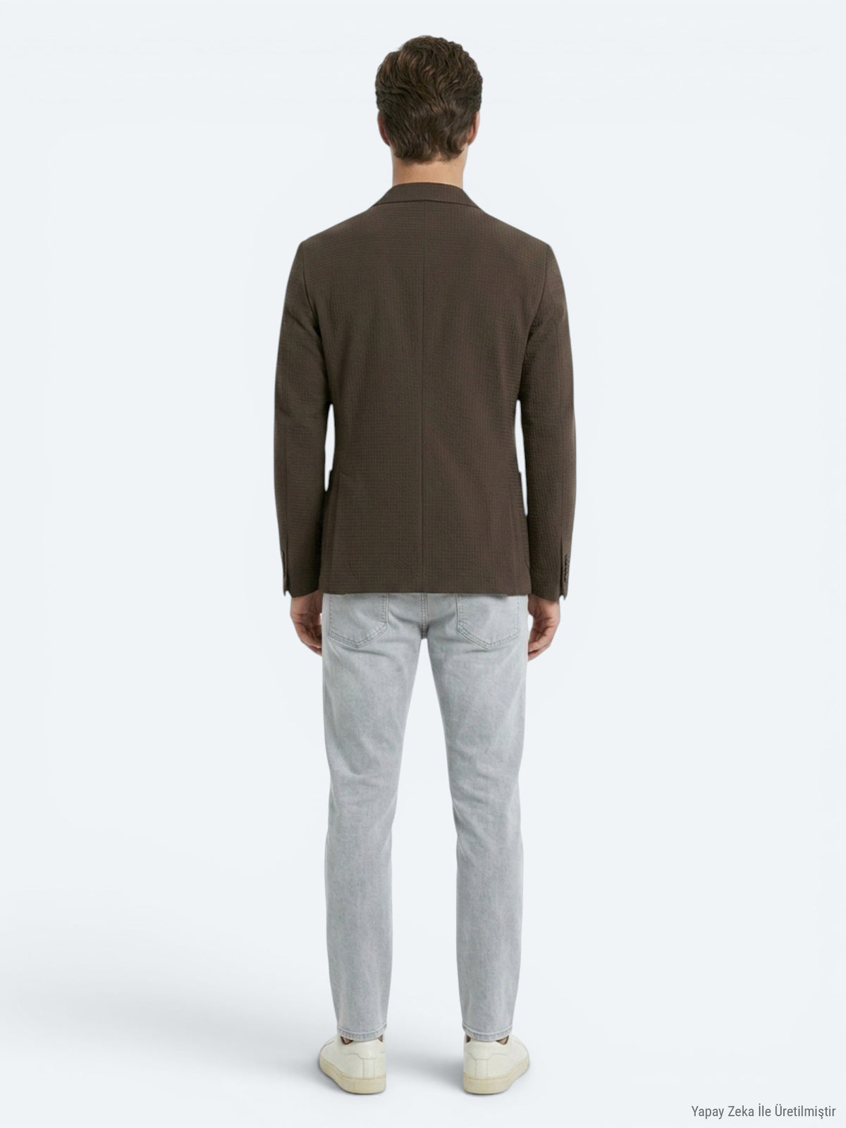 Kahverengi Çizgili Comfort Fit Ceket