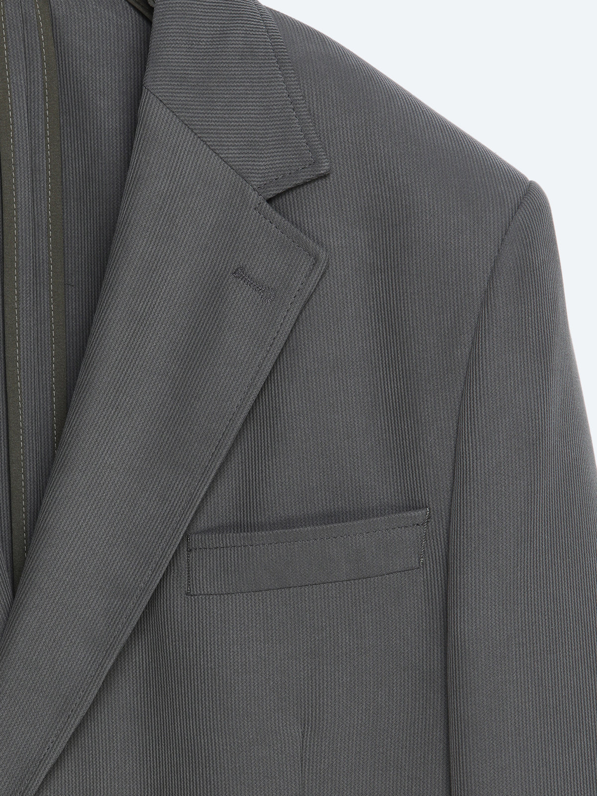 Haki Çizgili Modern Fit Takım Elbise