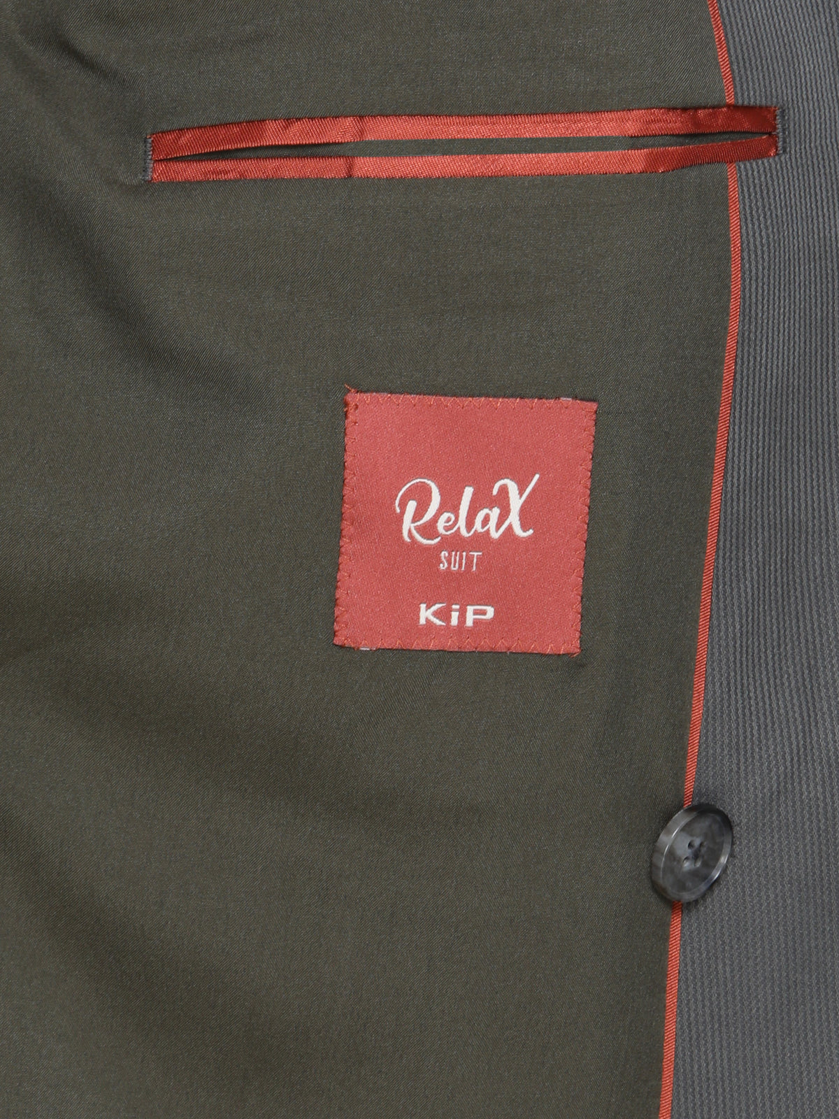 Haki Çizgili Modern Fit Takım Elbise